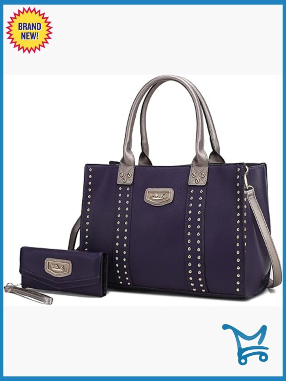 Large Vegan Leather Tote Satchel with Crossbody Strap & Multiple Pockets